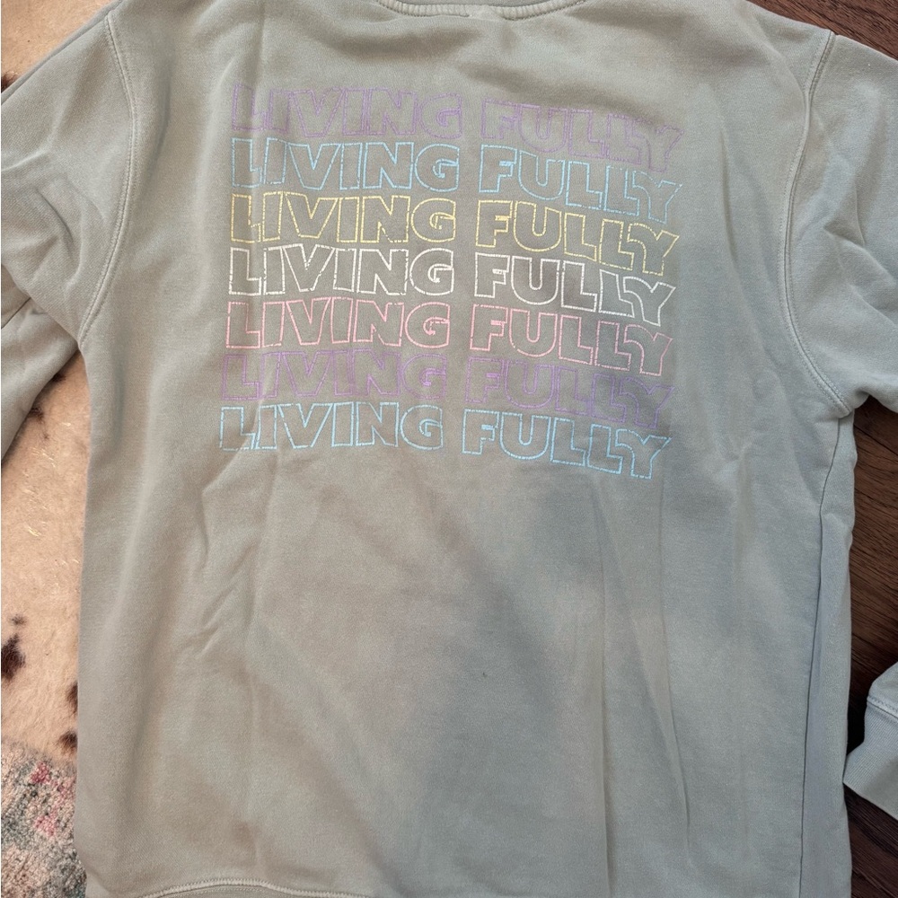 Sage Green "Living Fully" Graphic Sweatshirt